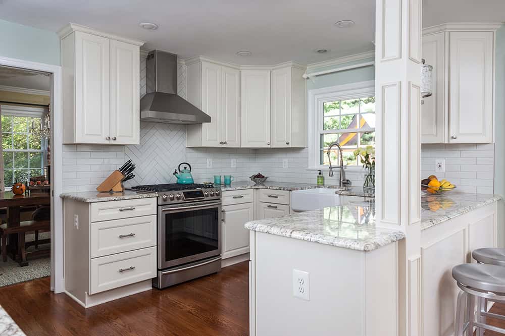 African Rainbow Granite Kitchen - Angled View