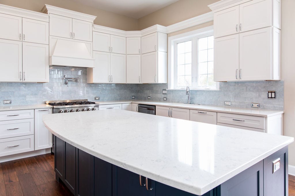 Carrara Mist Kitchen - Curved Island